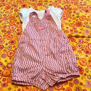 Super cute. Baby girl ladybug shortall set